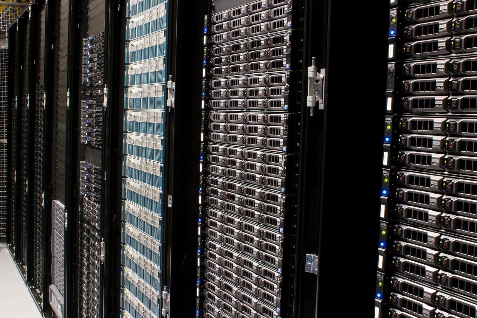 Server racks in a data centre, illustrating infrastructure for AI.