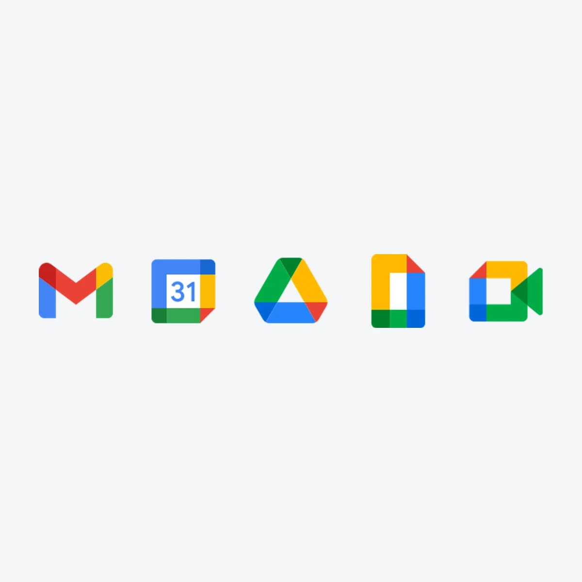 Các biểu tượng ứng dụng Google Workspace chính thức, nhóm ứng dụng được nhắc trong bản cập nhật quyền riêng tư.