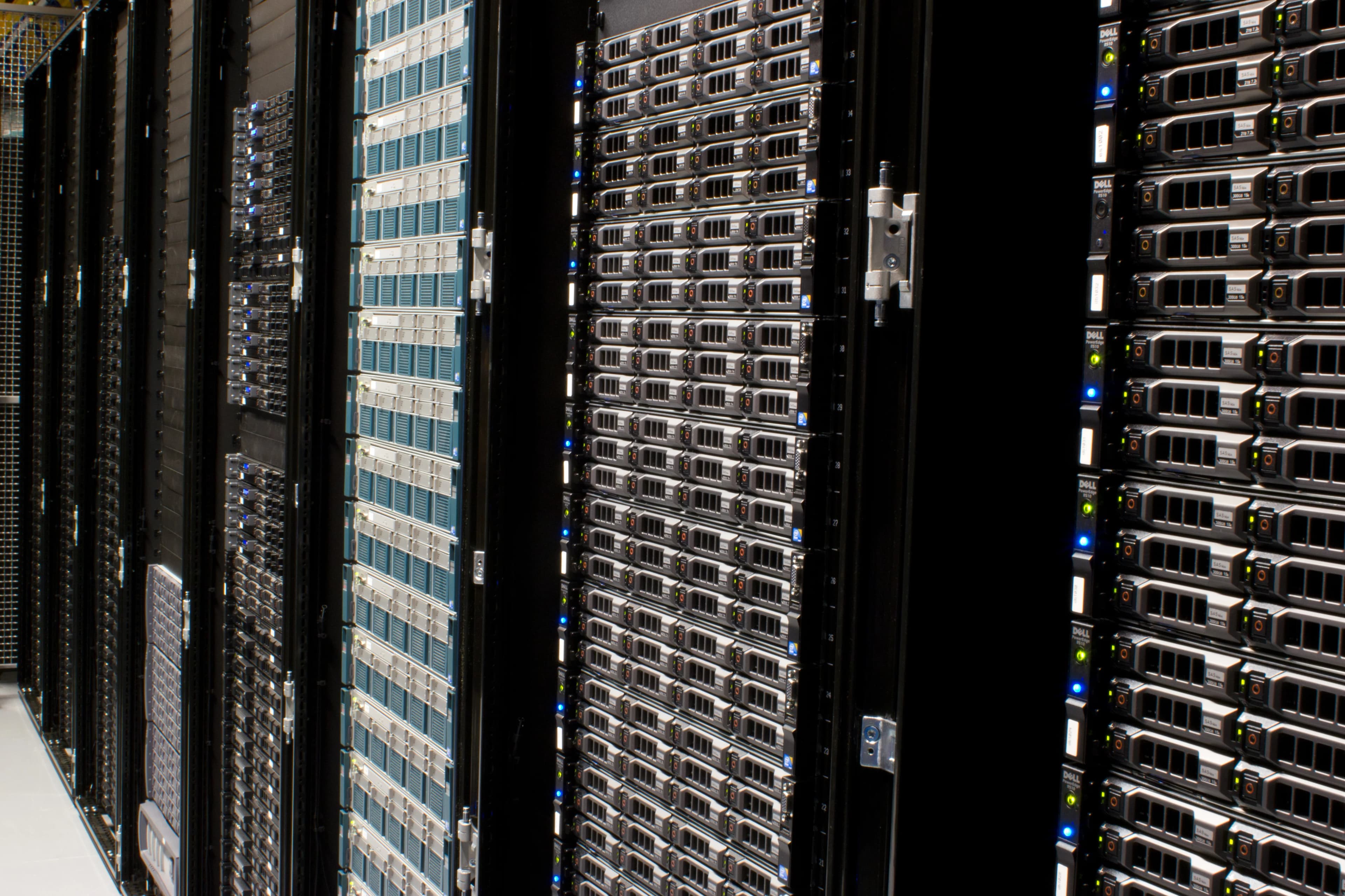 Server racks in a data centre, illustrating infrastructure behind enterprise AI workflows.