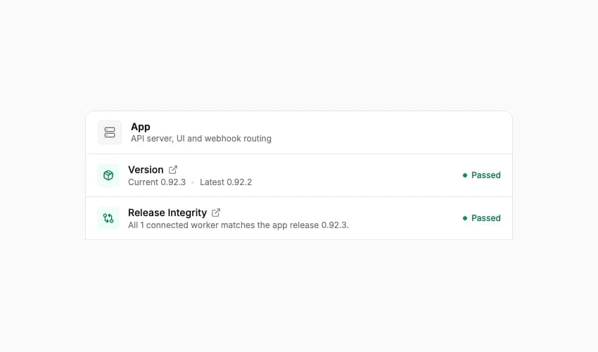 Activepieces hotfix Health: Version and Release Integrity compare app and worker releases