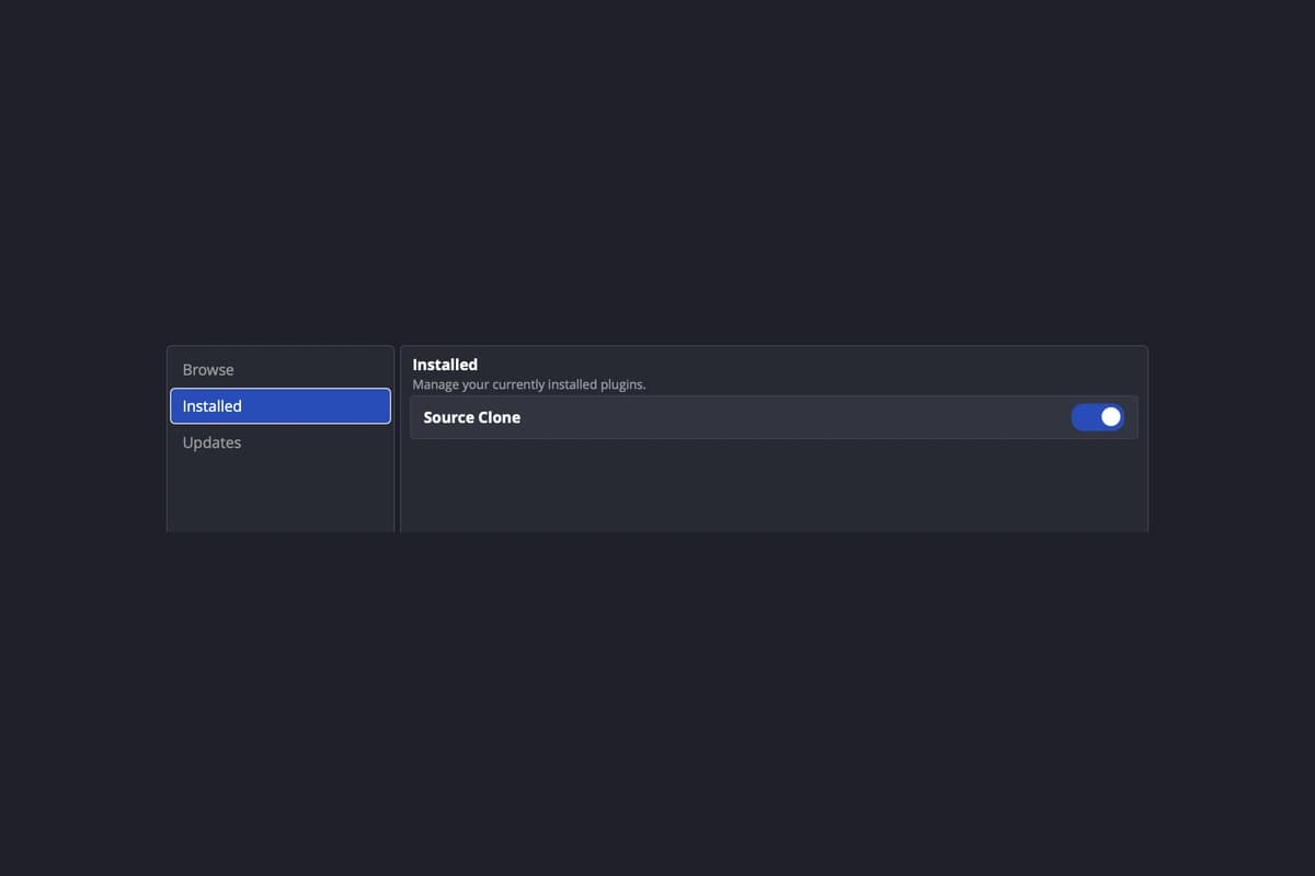 Plugin Manager của OBS Studio 33.0.0 trên macOS hiển thị Source Clone đang bật