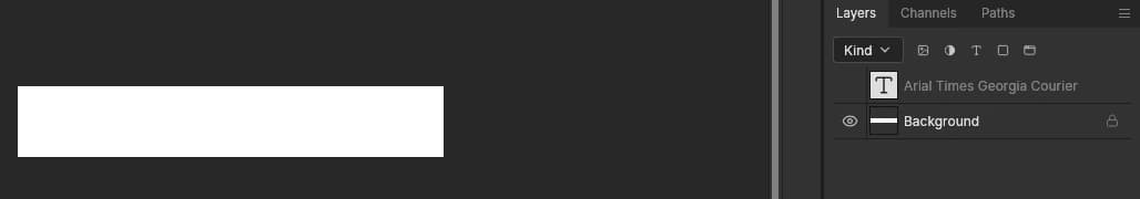 After reopening the saved PSD, hiding the type layer removes the lettering while Background stays visible.