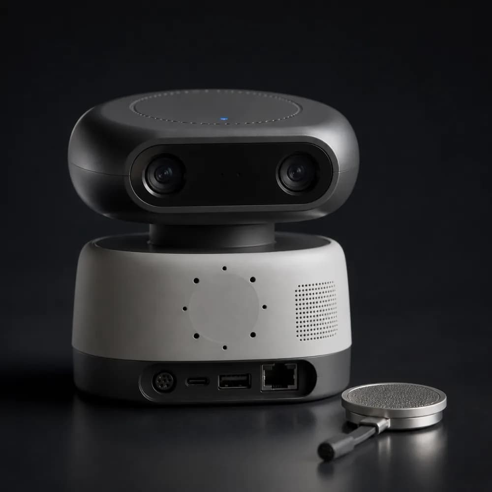 Robot module with cameras, microphones and speaker for an AI agent