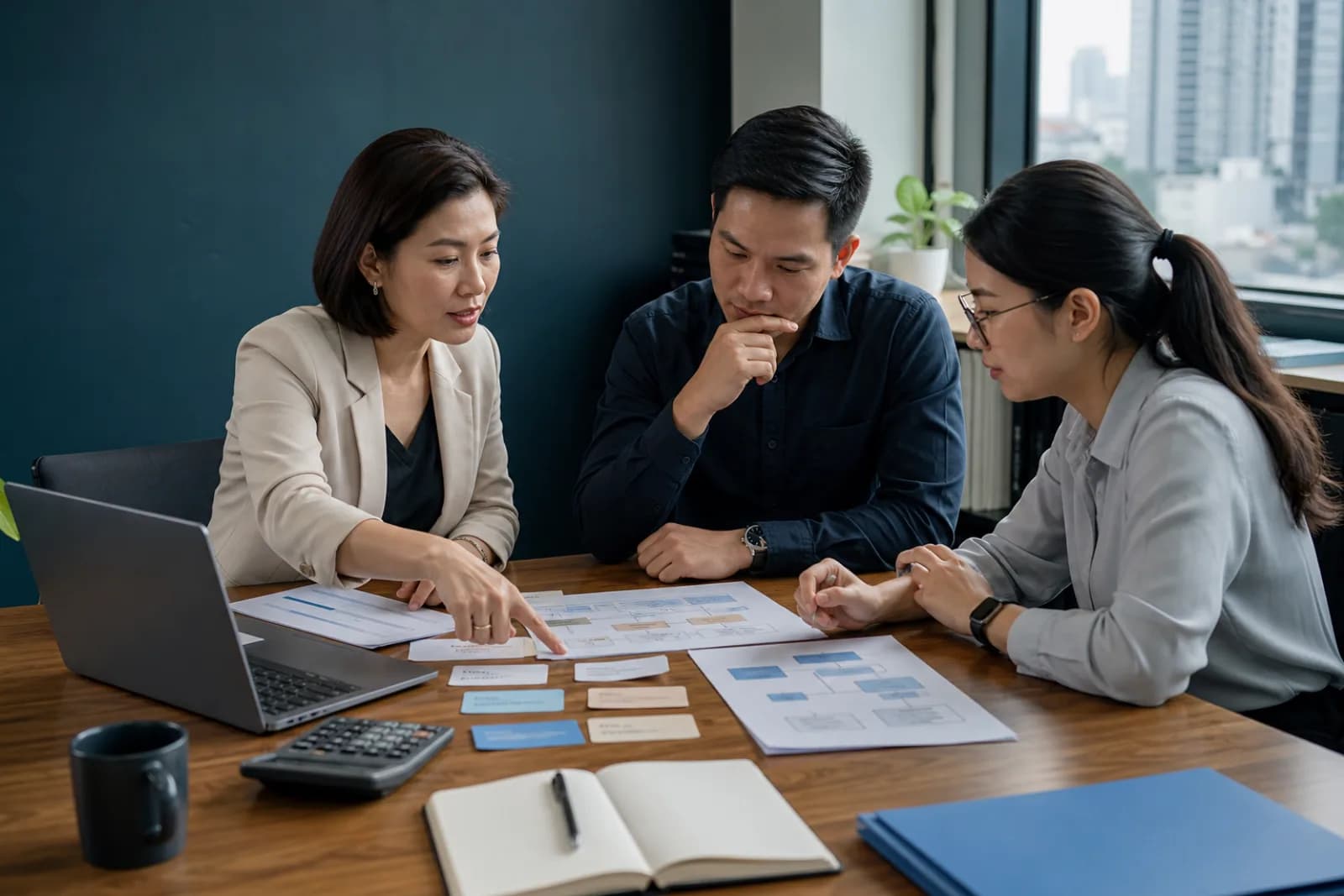 A business owner, operations lead and software engineer estimating the cost of an AI chatbot