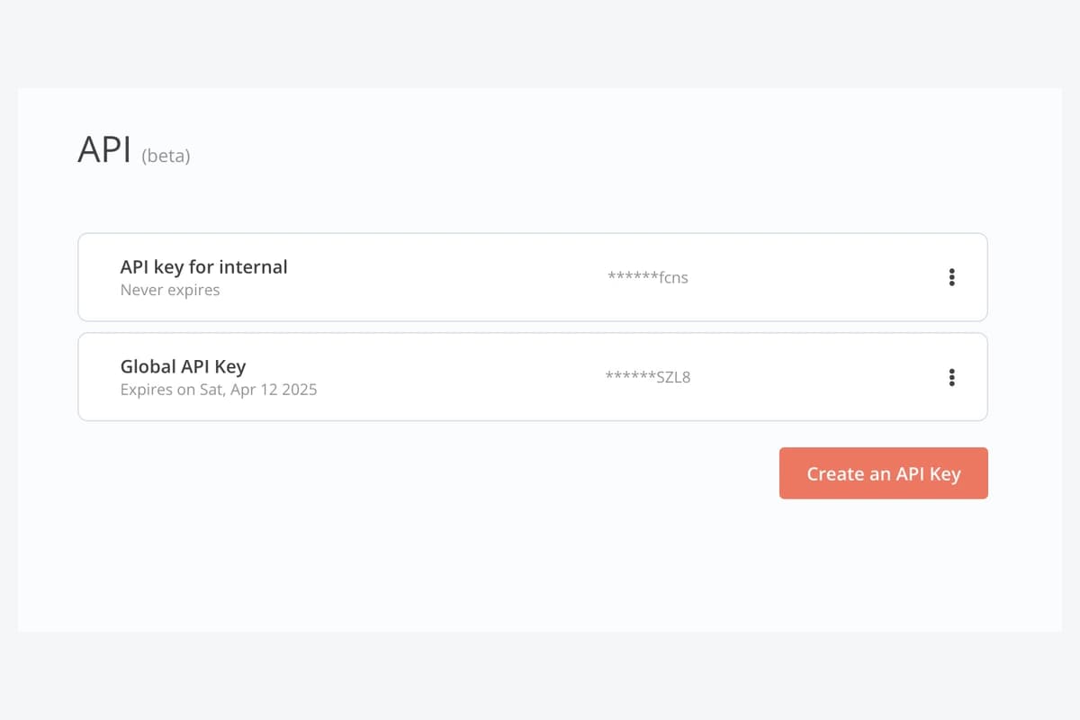n8n Settings, n8n API: danh sách các API key và thời hạn, dữ liệu demo chính thức.
