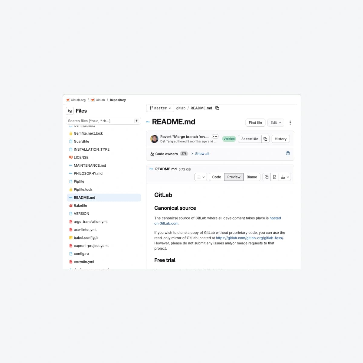 Actual GitLab repository interface showing gitlab-org/gitlab README.md; original Friday Works capture October 23, 2026, not patch-state evidence.